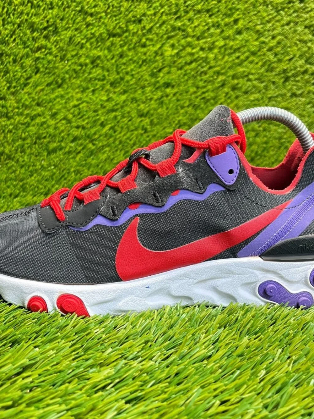 Nike React Element 55 Women Size 8.5 Black Red Walking Running Shoes Sneakers